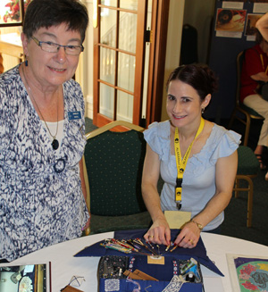 Shirley teaching lace making